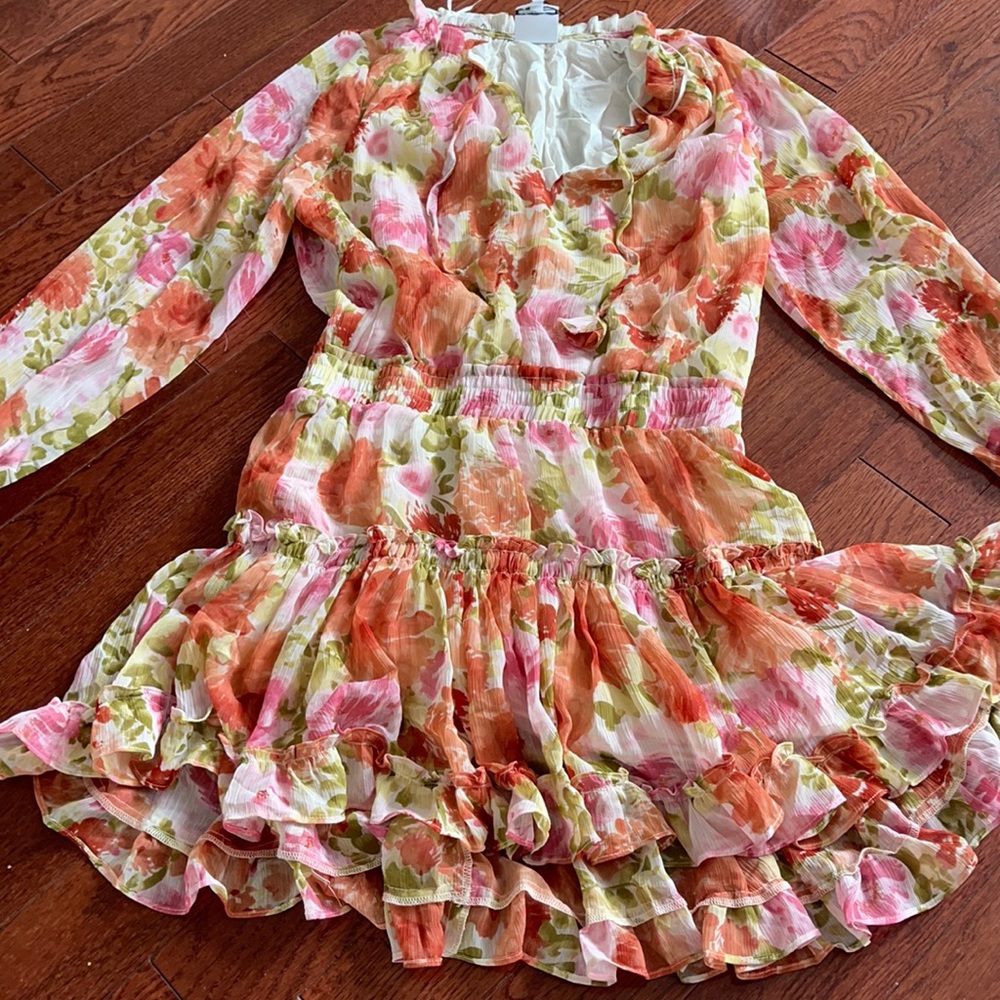 Shop red dress floral dress NWOT
